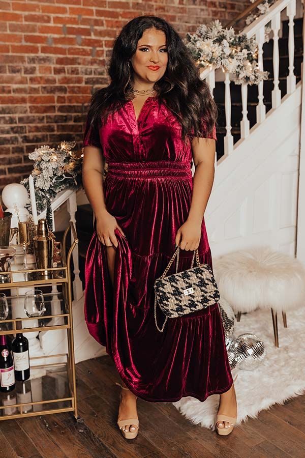Better By Moonlight Velvet Maxi Dress In Wine Curves sold by Impressions product image thumbnail 4
