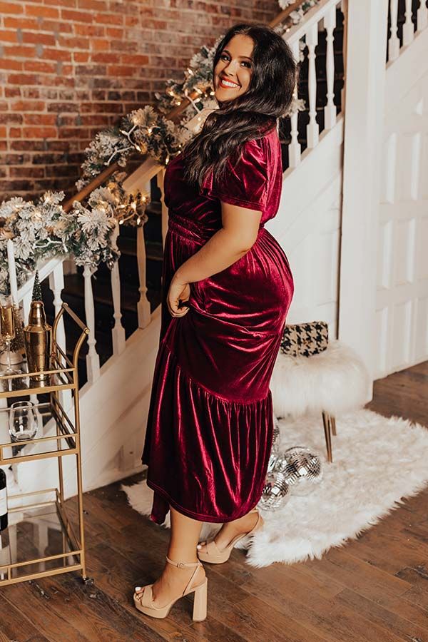 Better By Moonlight Velvet Maxi Dress In Wine Curves sold by Impressions product image thumbnail 2