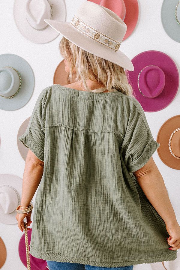 Beyond Lovely Shift Top In Olive Curves sold by Impressions product image thumbnail 3