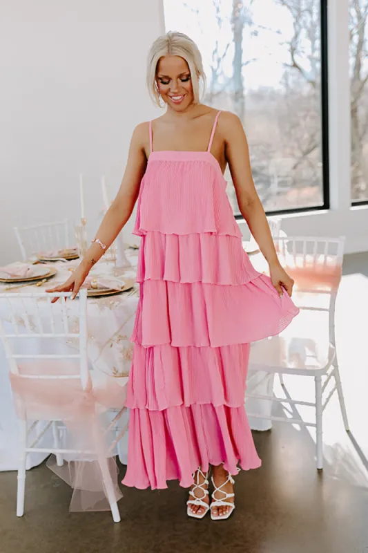 Dreamy Mood Pleated Midi In Pink sold by Impressions