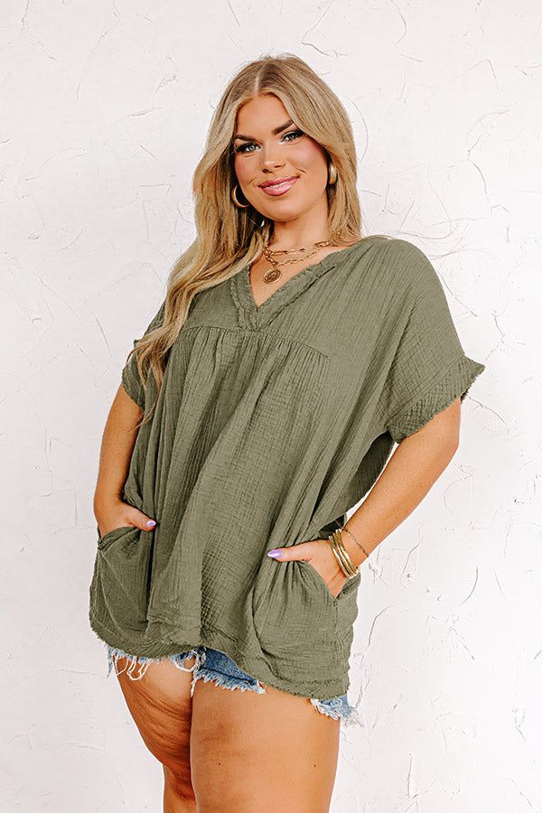 Beyond Lovely Shift Top In Olive Curves sold by Impressions product image thumbnail 5