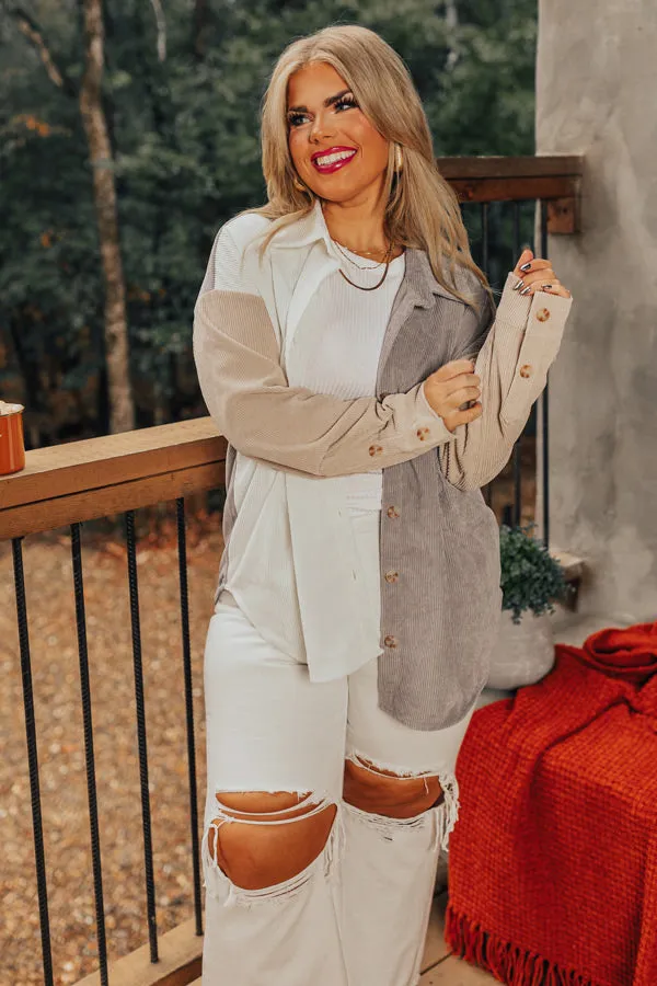 Caught Crushing Corduroy Jacket In Grey Curves sold by Impressions product image thumbnail 5