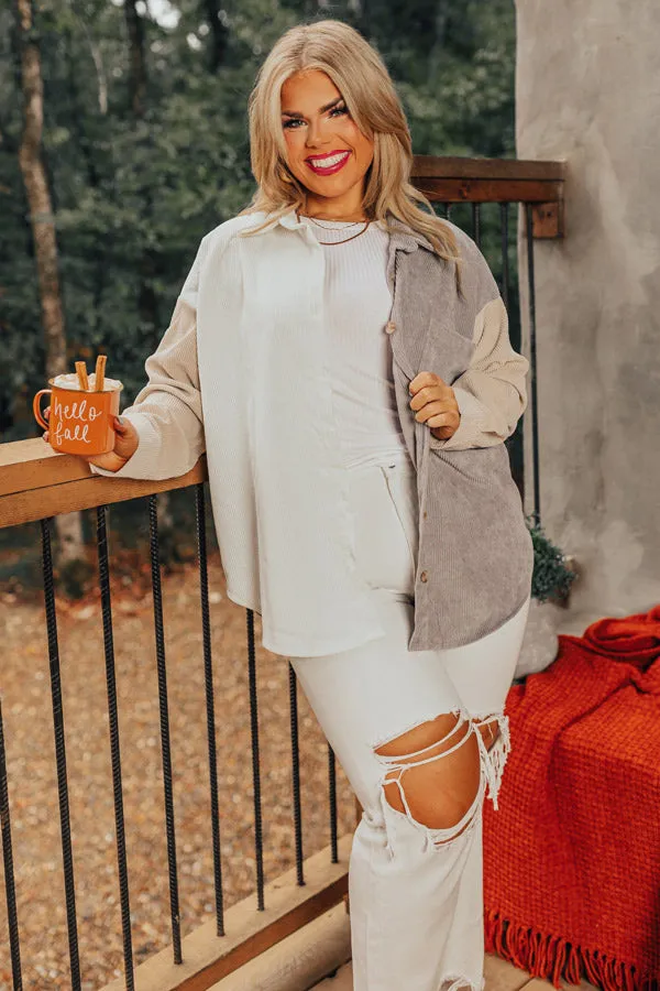 Caught Crushing Corduroy Jacket In Grey Curves sold by Impressions product image thumbnail 2