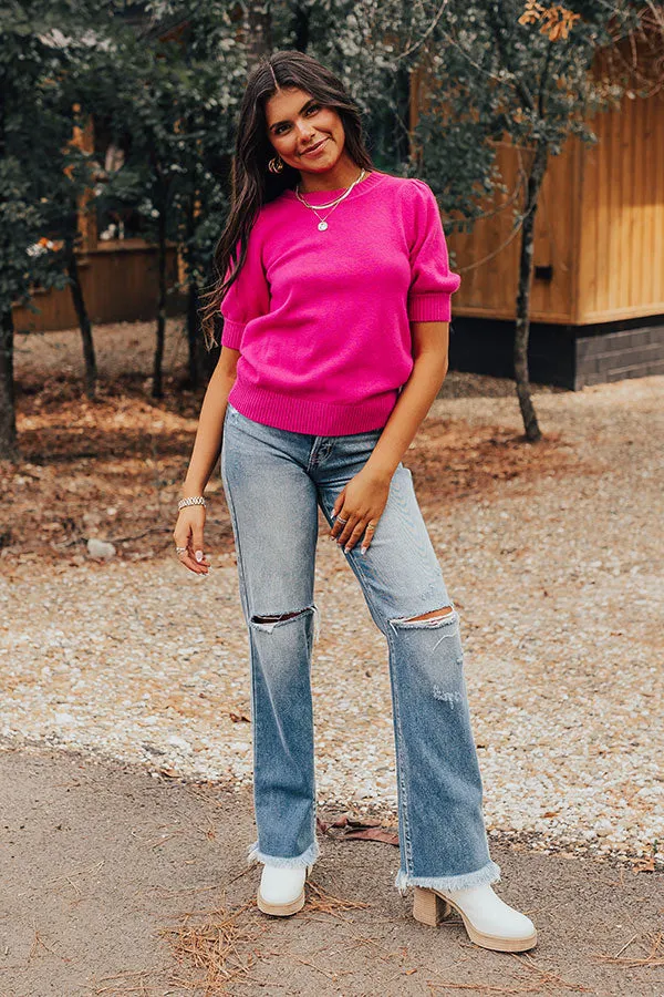 Best Luck Ever Sweater Top In Fuchsia sold by Impressions product image thumbnail 5