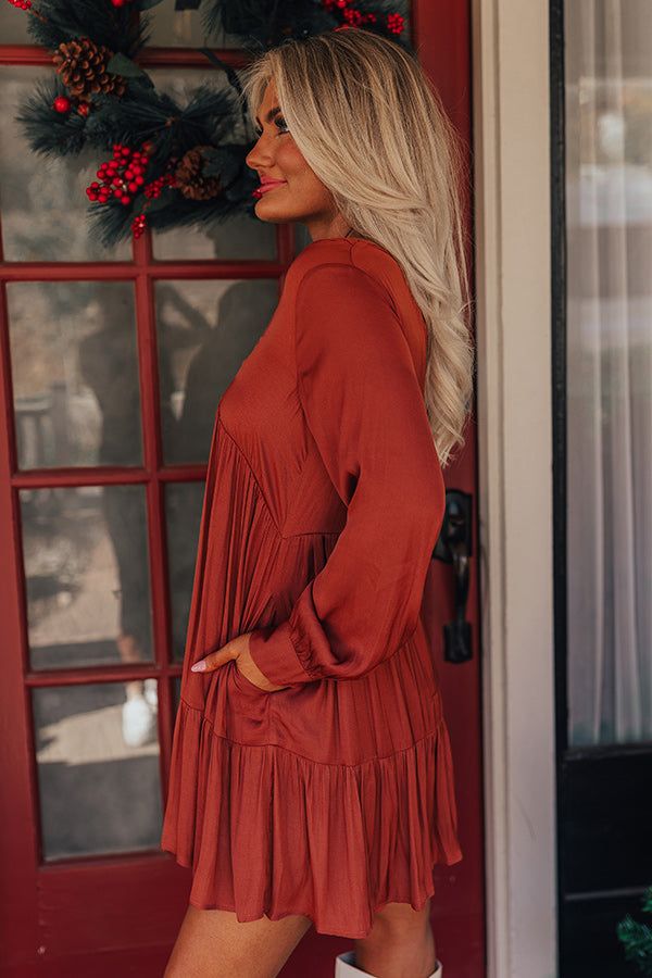 Autumn Brunch Babydoll Dress in Rust sold by Impressions product image thumbnail 3