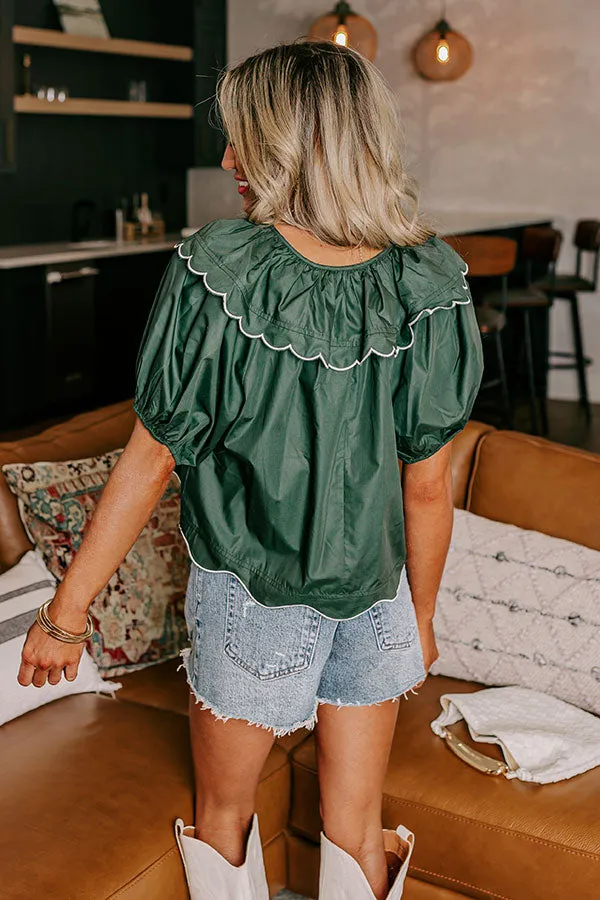 Charm and Charisma Scalloped Top in Hunter Green sold by Impressions product image thumbnail 5