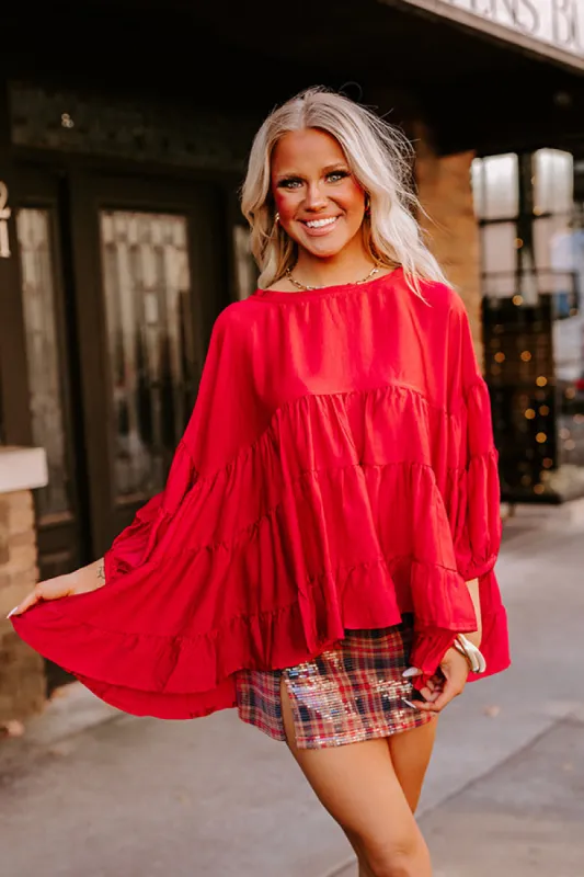 Swish And Sway Satin Top in Wine sold by Impressions