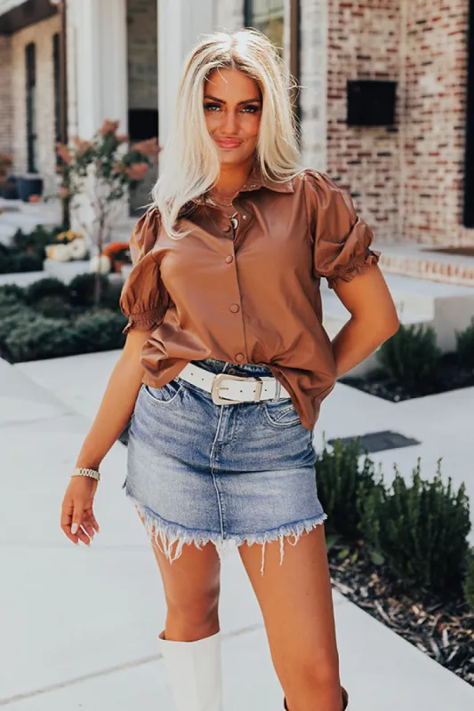 Swept Off Your Feet Faux Leather Top sold by Impressions