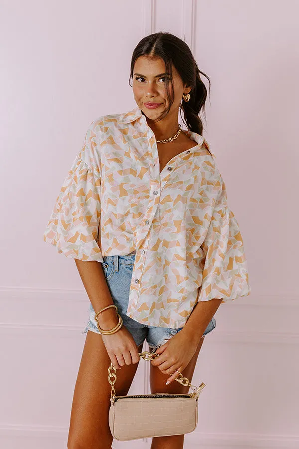 Mystic Waterfalls Shift Top In Orange sold by Impressions