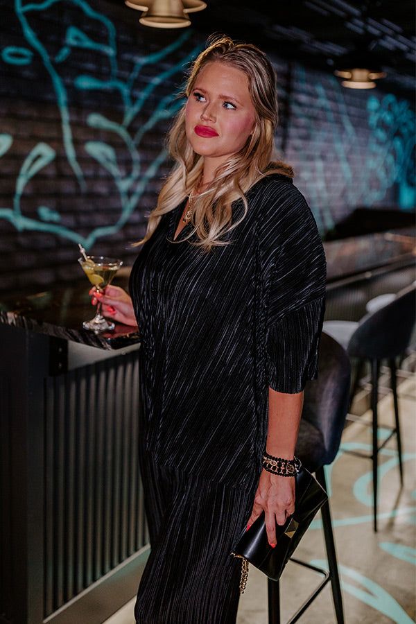 Graceful Appearance Pleated Button Up In Black Curves sold by Impressions product image thumbnail 4