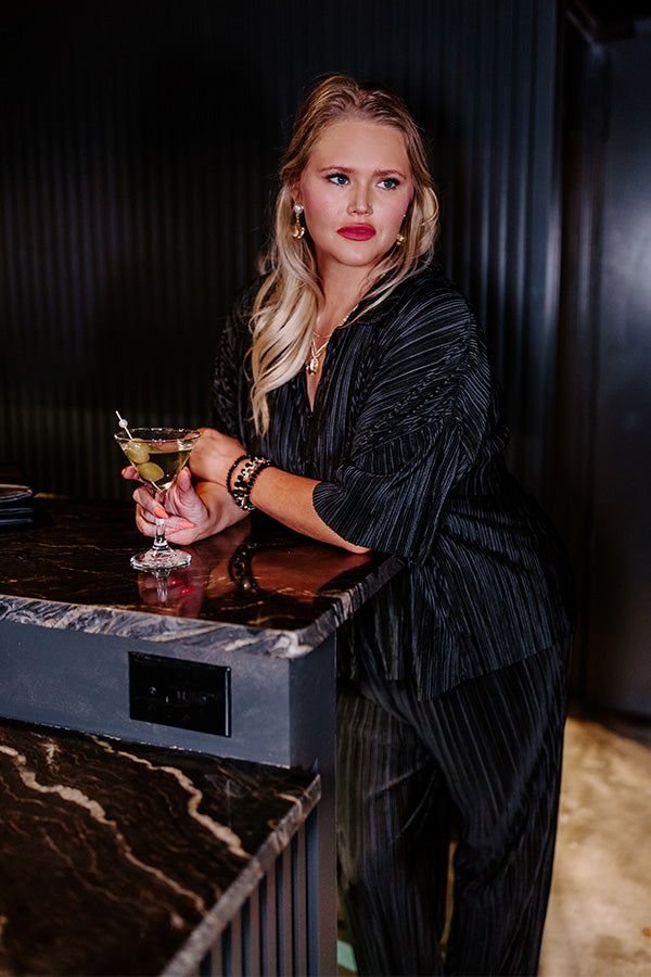 Graceful Appearance Pleated Button Up In Black Curves sold by Impressions product image thumbnail 2