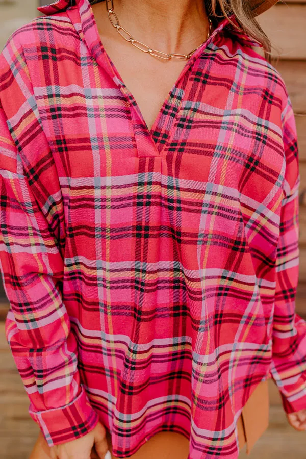 Catching Feelings Plaid Top In Pink sold by Impressions product image thumbnail 4