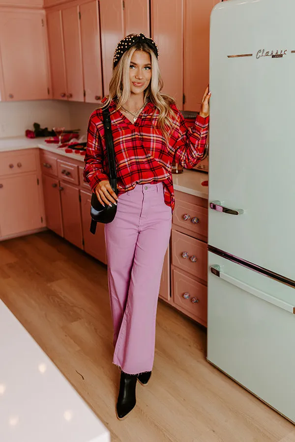 Catching Feelings Plaid Top In Pink sold by Impressions product image thumbnail 3