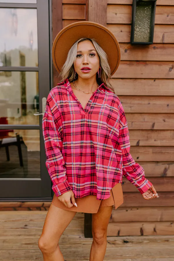 Catching Feelings Plaid Top In Pink sold by Impressions product image thumbnail 5