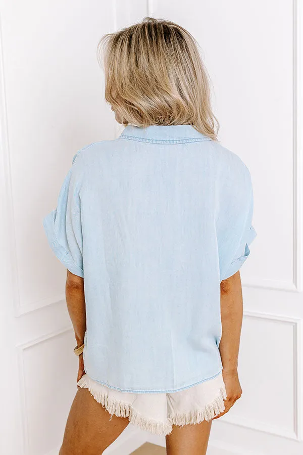 Downtown Daze Chambray Button Up in Light Wash sold by Impressions product image thumbnail 4