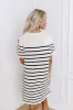 Country Club Charm Stripe Mini Dress in Cream sold by Impressions