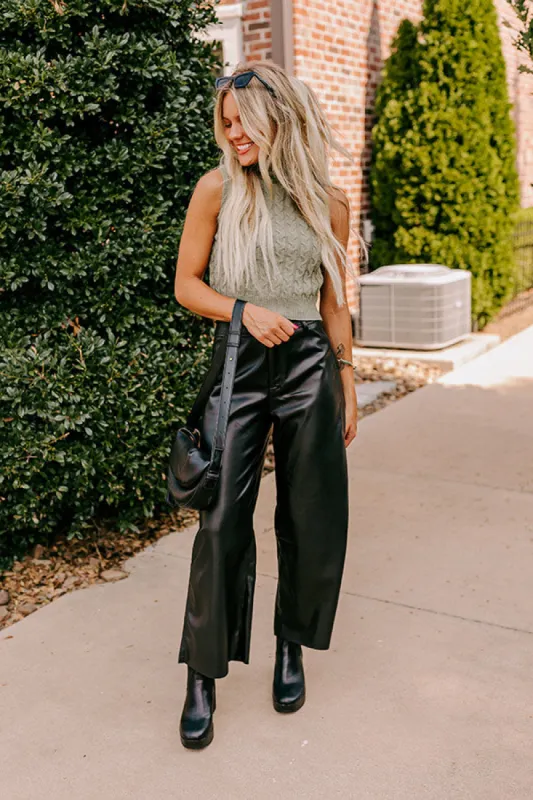 The Reagan High Waist Faux Leather Pants in Black sold by Impressions