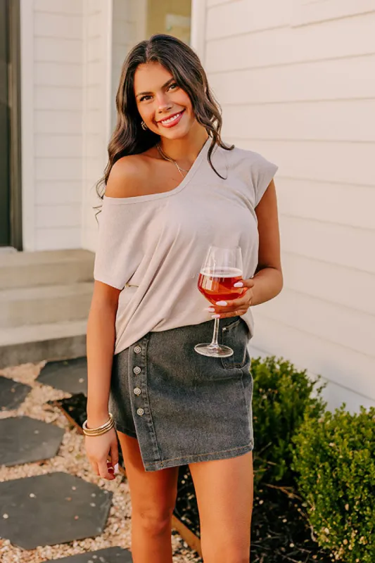 Fan Fav Linen-Blend Shift Top in Warm Taupe sold by Impressions