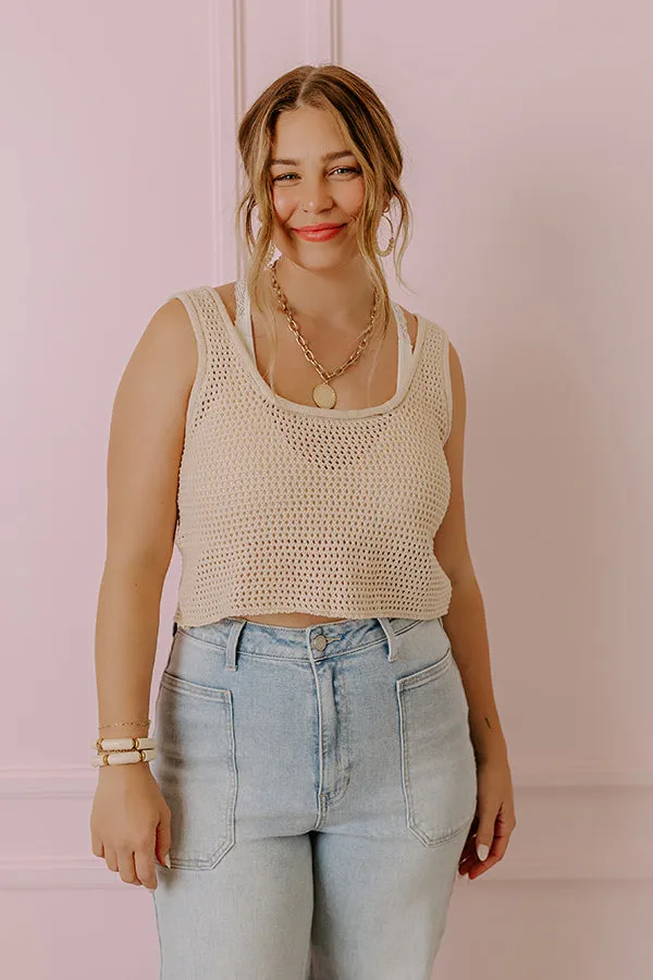 Beach Daydream Knit Crop Top In Natural sold by Impressions