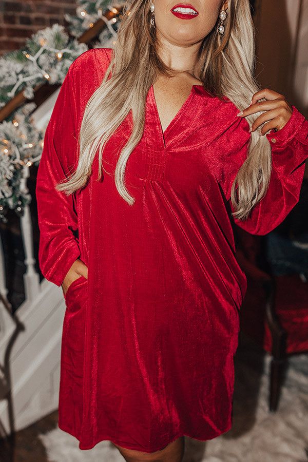 Right On Time Velvet Shift Dress In Red Curves sold by Impressions product image thumbnail 5