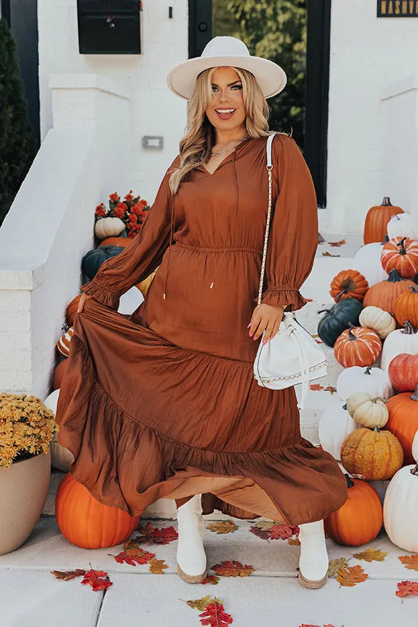 Touring Rome Maxi Dress Curves in Camel Curves sold by Impressions