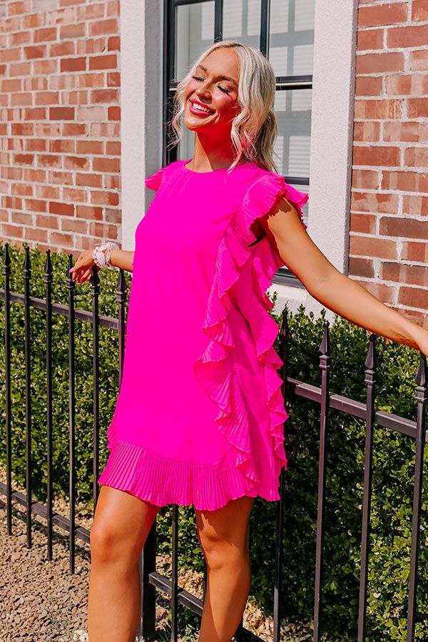Walking The Runway Shift Dress in Neon Pink sold by Impressions product image thumbnail 5