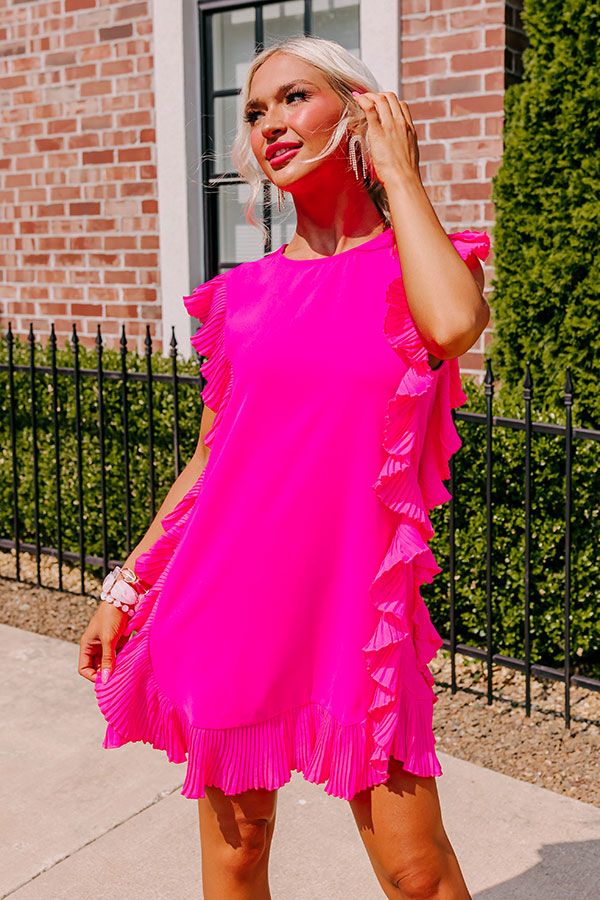 Walking The Runway Shift Dress in Neon Pink sold by Impressions product image thumbnail 2