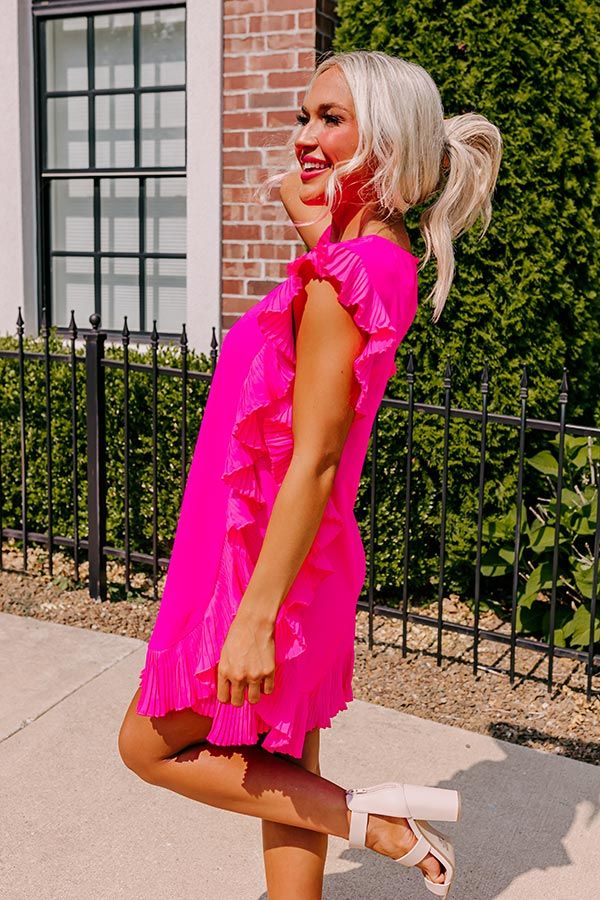 Walking The Runway Shift Dress in Neon Pink sold by Impressions product image thumbnail 3