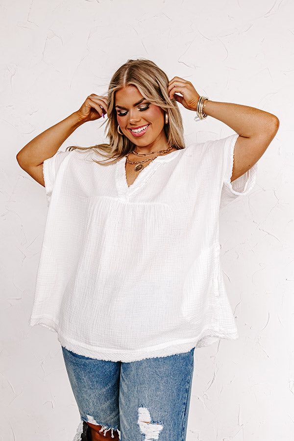Beyond Lovely Shift Top In White Curves sold by Impressions