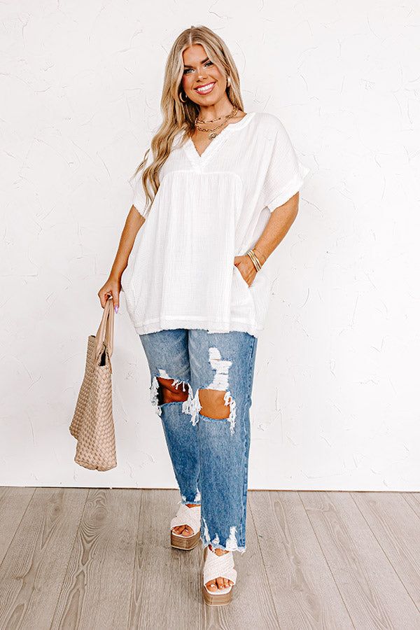 Beyond Lovely Shift Top In White Curves sold by Impressions product image thumbnail 2