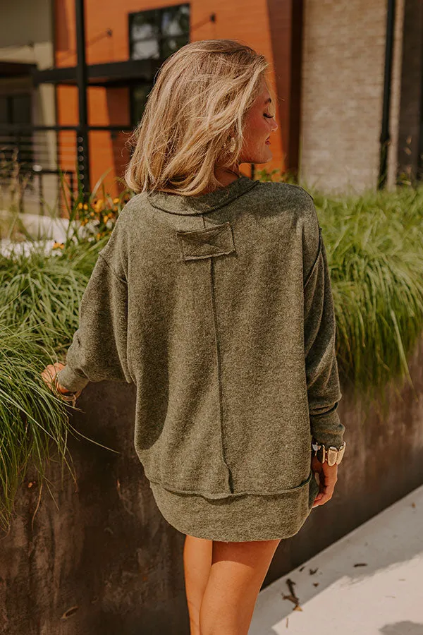 Cue The Cozy Oversized Sweater in Olive sold by Impressions product image thumbnail 5