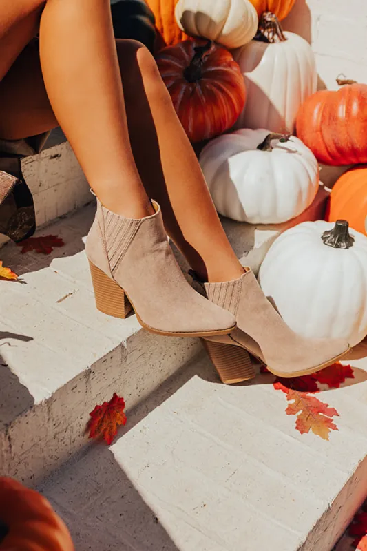 The Celine Faux Suede Bootie In Taupe sold by Impressions