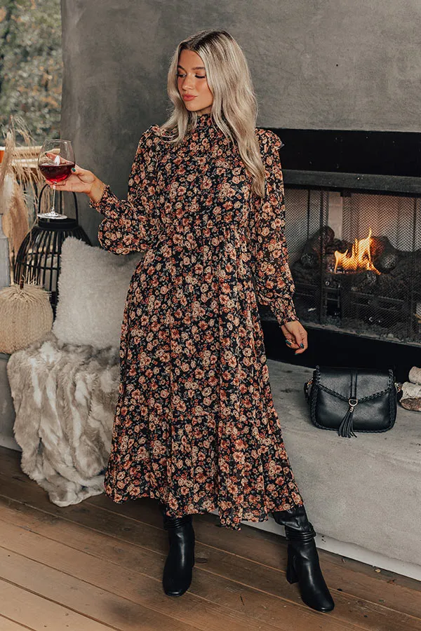 Sangria Toast Floral Midi In Black sold by Impressions