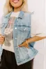 Risen Violet Distressed Denim Vest Curves sold by Impressions