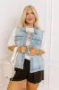 Risen Violet Distressed Denim Vest Curves sold by Impressions