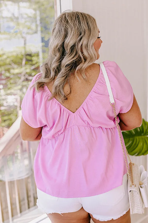 Caught Crushing Linen-Blend Top in Violet Curves sold by Impressions product image thumbnail 3