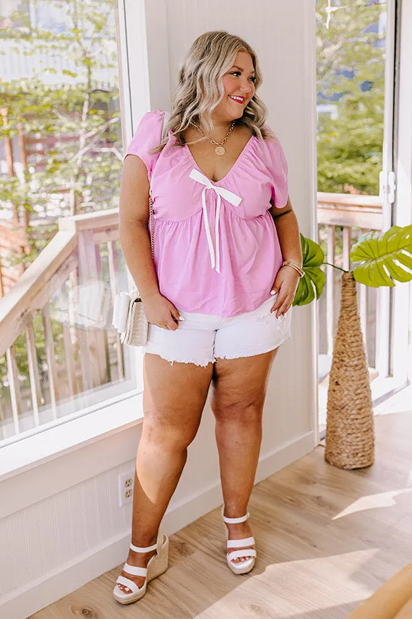 Caught Crushing Linen-Blend Top in Violet Curves sold by Impressions