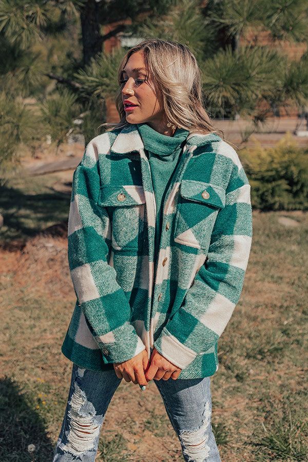 Cozy Paradise Plaid Jacket in Hunter Green sold by Impressions product image thumbnail 5