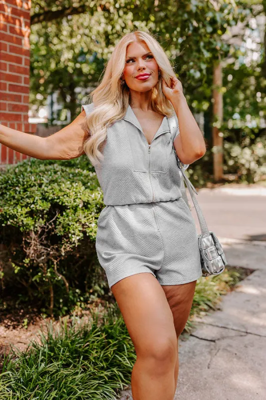 Coffee Run Cutie Romper in Grey Curves sold by Impressions