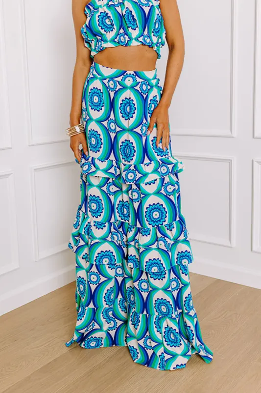 Island Oasis High Waist Floral Maxi Skirt in Royal Blue sold by Impressions