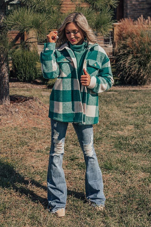 Cozy Paradise Plaid Jacket in Hunter Green sold by Impressions product image thumbnail 4