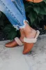 The Lily Faux Leather Flat In Camel sold by Impressions