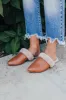 The Lily Faux Leather Flat In Camel sold by Impressions