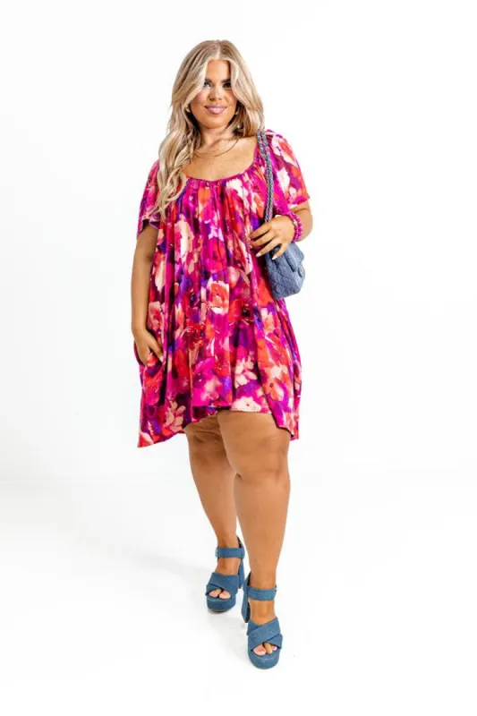 Southern Flair Floral Mini Dress curves sold by Impressions