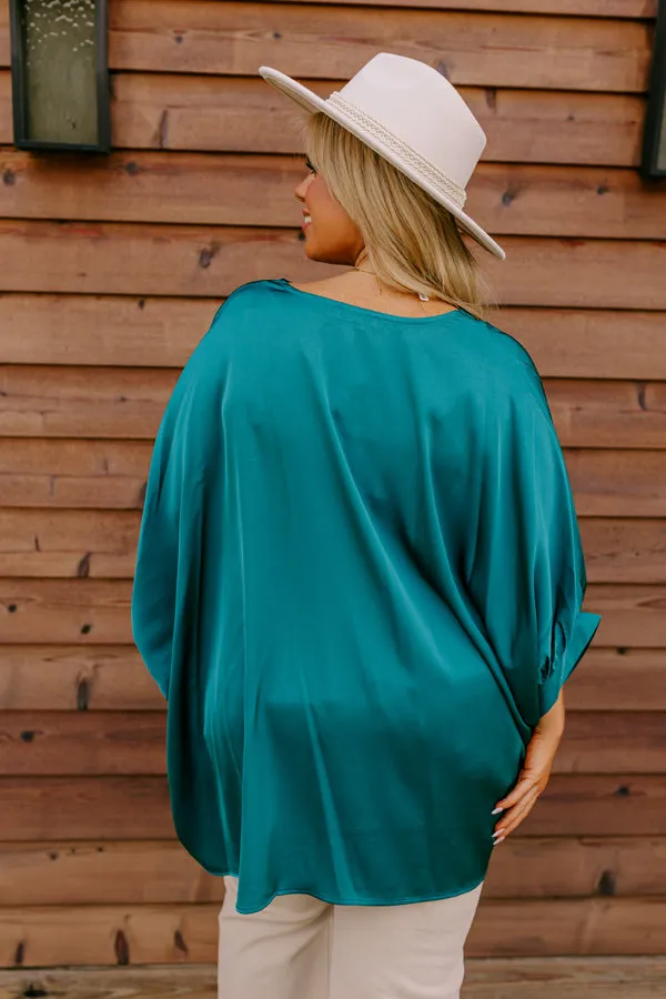 Everyday Dreams Satin Shift Top in Hunter Green Curves sold by Impressions product image thumbnail 4