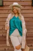 Everyday Dreams Satin Shift Top in Hunter Green Curves sold by Impressions