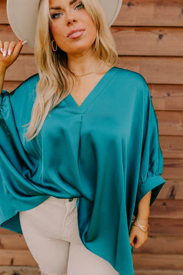 Everyday Dreams Satin Shift Top in Hunter Green Curves sold by Impressions product image thumbnail 5