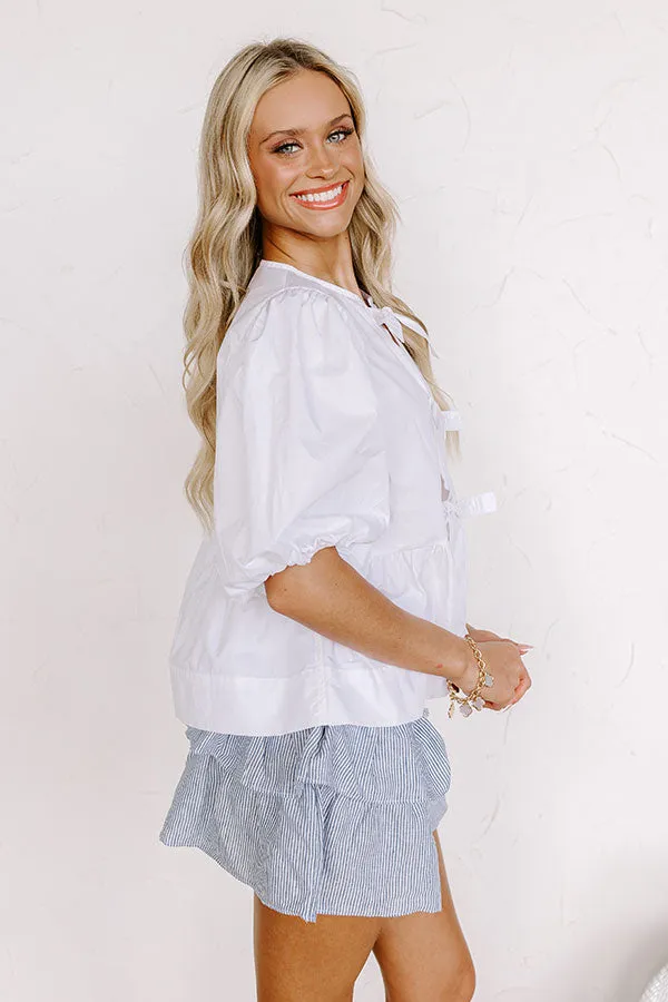 A Little Bit Flirty Front Tie Top in White sold by Impressions product image thumbnail 3
