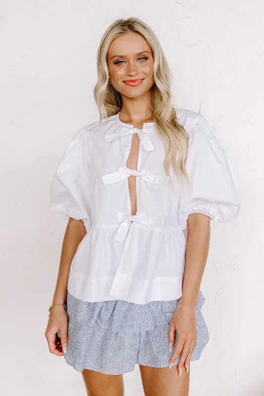 A Little Bit Flirty Front Tie Top in White sold by Impressions
