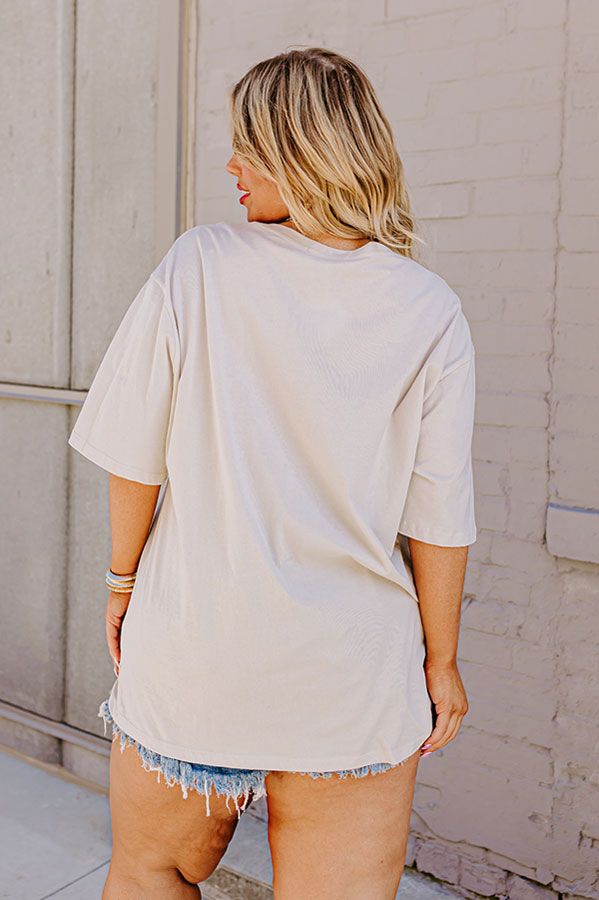 Rock N Roll World Tour Distressed Boyfriend Tee In Stone Curves sold by Impressions product image thumbnail 3